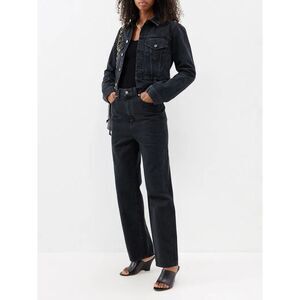 KHAITE Martin Straight Leg 90’s Black Gray Slouchy Relaxed High Rise Size 26